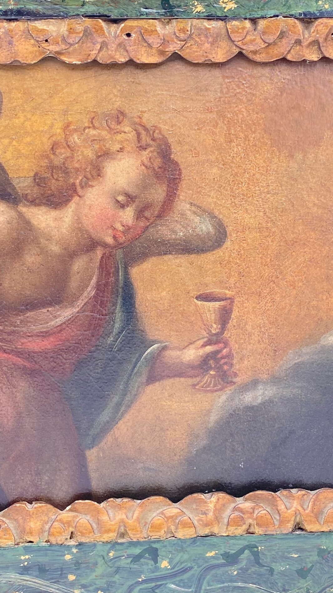 ANGELO DELLA PASSIONE: OLIO SU TELA CON CORNICE COEVA INTAGLIATA. ITALIA SECONDA METÀ DEL XIX sec. - immagine 4