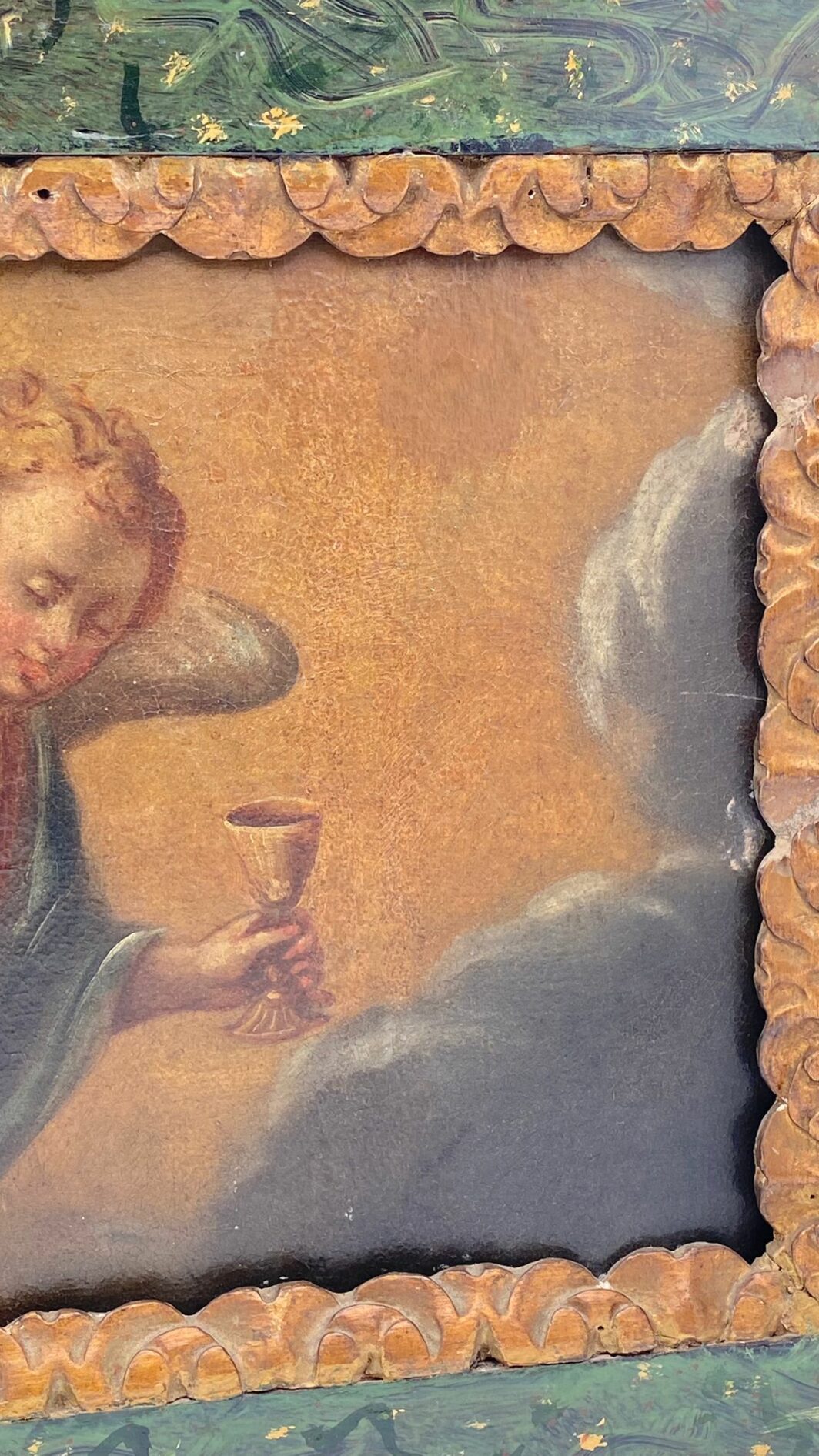 ANGELO DELLA PASSIONE: OLIO SU TELA CON CORNICE COEVA INTAGLIATA. ITALIA SECONDA METÀ DEL XIX sec. - immagine 5